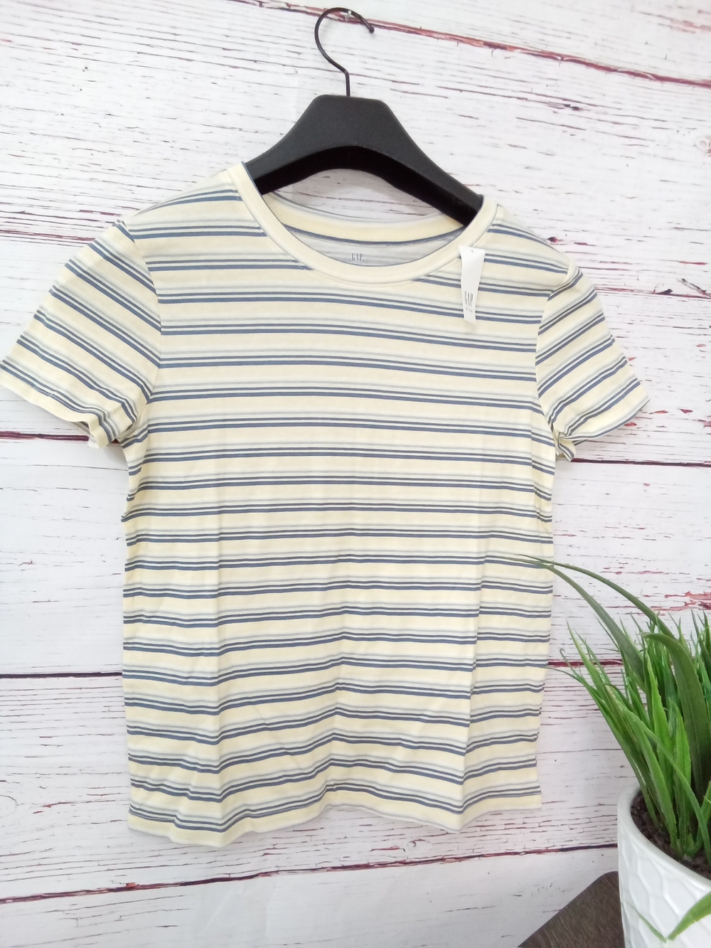 NWT Gap Kids VintageSoft Stripe T-Shirt Yellow Blue XXL 14-16